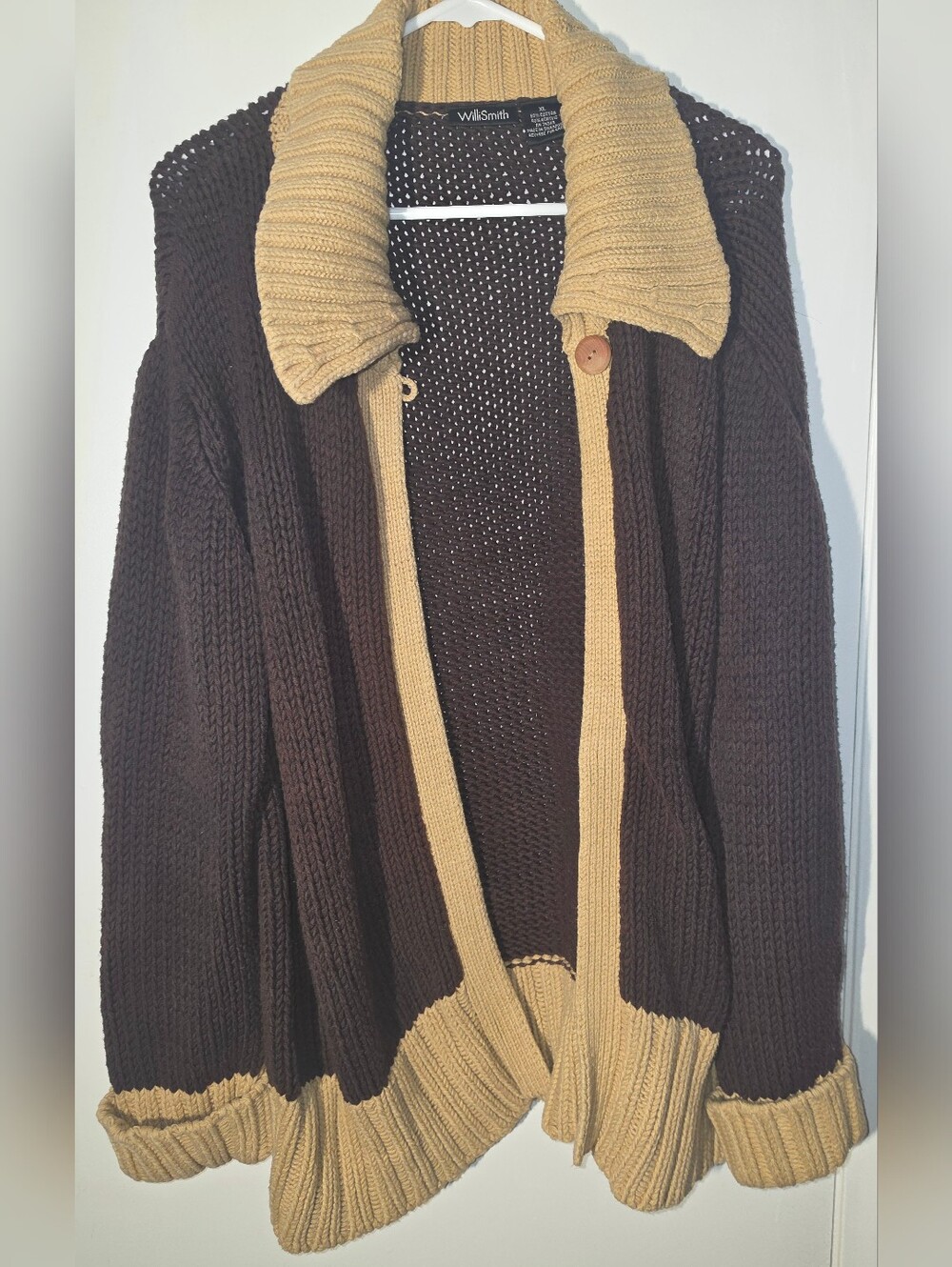 Willi Smith Two-Tone Brown & Tan Open Cardigan Sweater